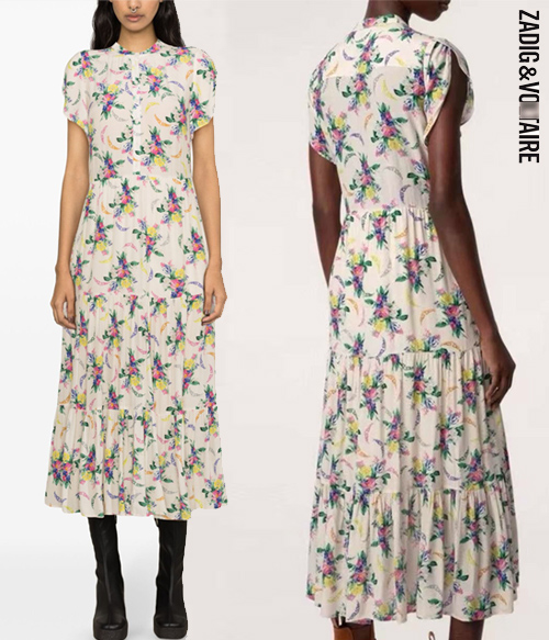 ZADIG &amp; VOLTAIR* print dress ;컬러감 어쩜이래요^^ 너무 이쁜 로고버튼 드레스!!!